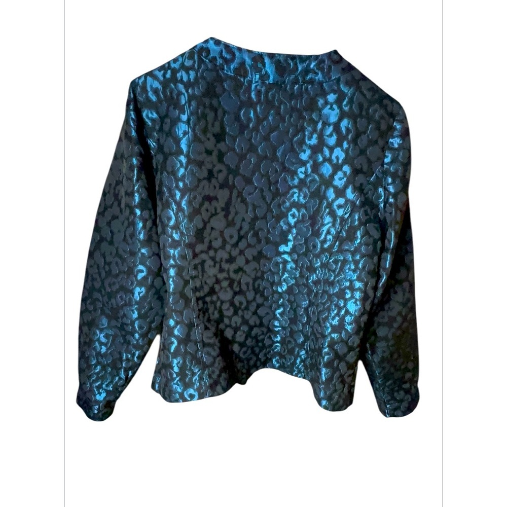 Chico’s Blue & Black Animal‎ Print Shimmer Jacket – Size 2 (Women’s 12) - Picture 4 of 6